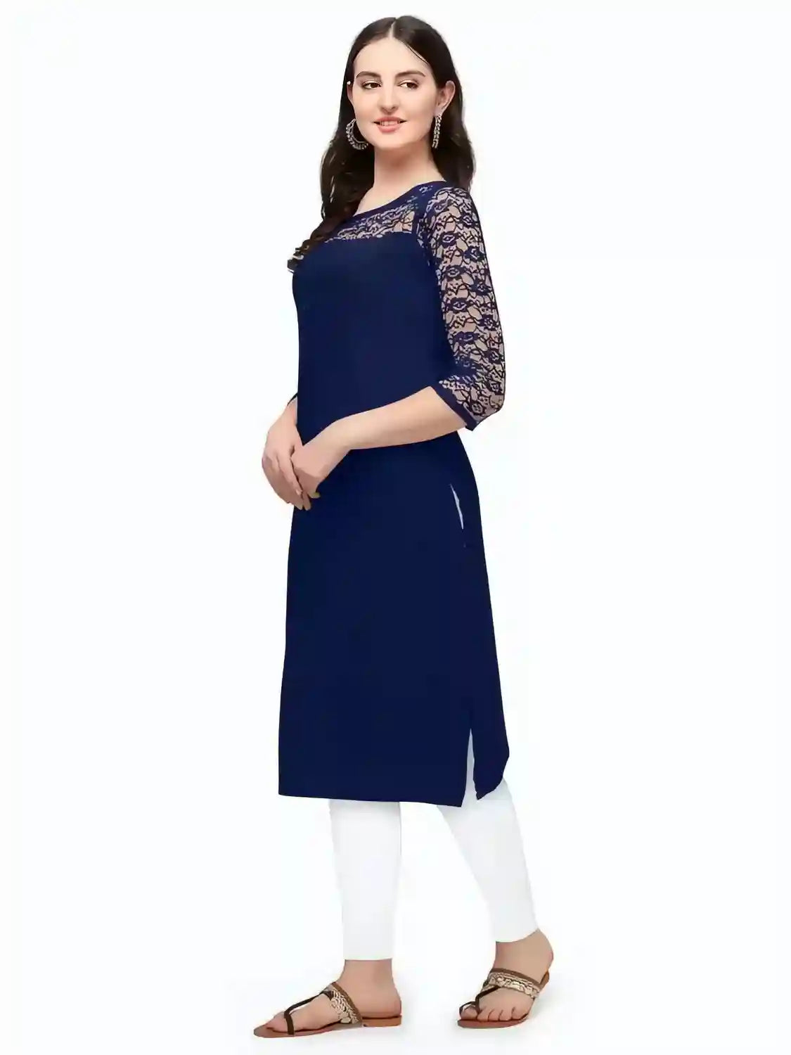 Blue solid crepe kurtis combo for women stylish and comfortable