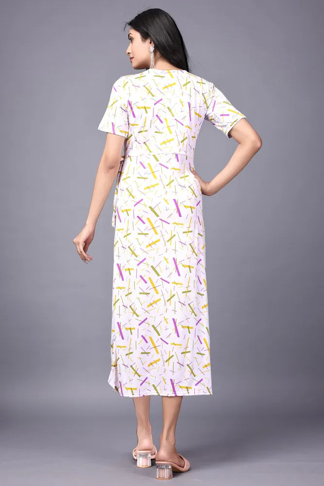 Colorful Sticks Pattern Knee-Length Dress – Casual & Party Wear