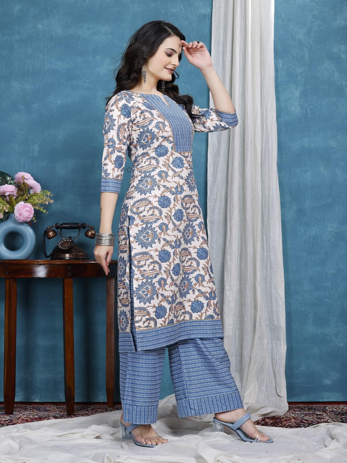 Soft fabric light blue kurta for casual wear
