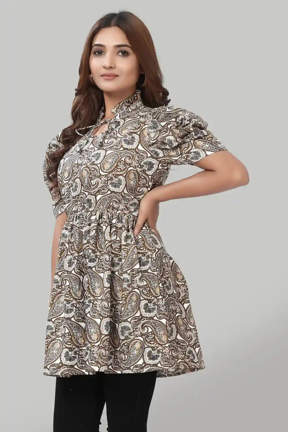 Trendy Brown Crepe Tunic for Women – Comfortable and Versatile