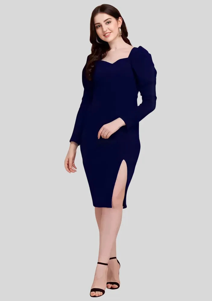 Blue sweetheart neck party wear bodycon dress by ZELZIS
