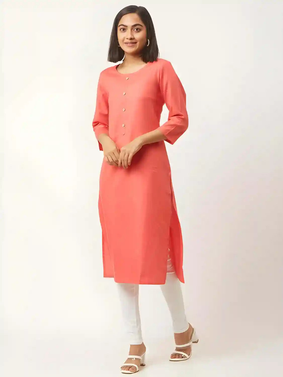 comfortable pink cotton kurti for daily fashion
